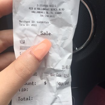 D Diamond Nails - My receipt so that management can't deny I was there. - Nail Salons Near Me - Hallandale Beach, Florida