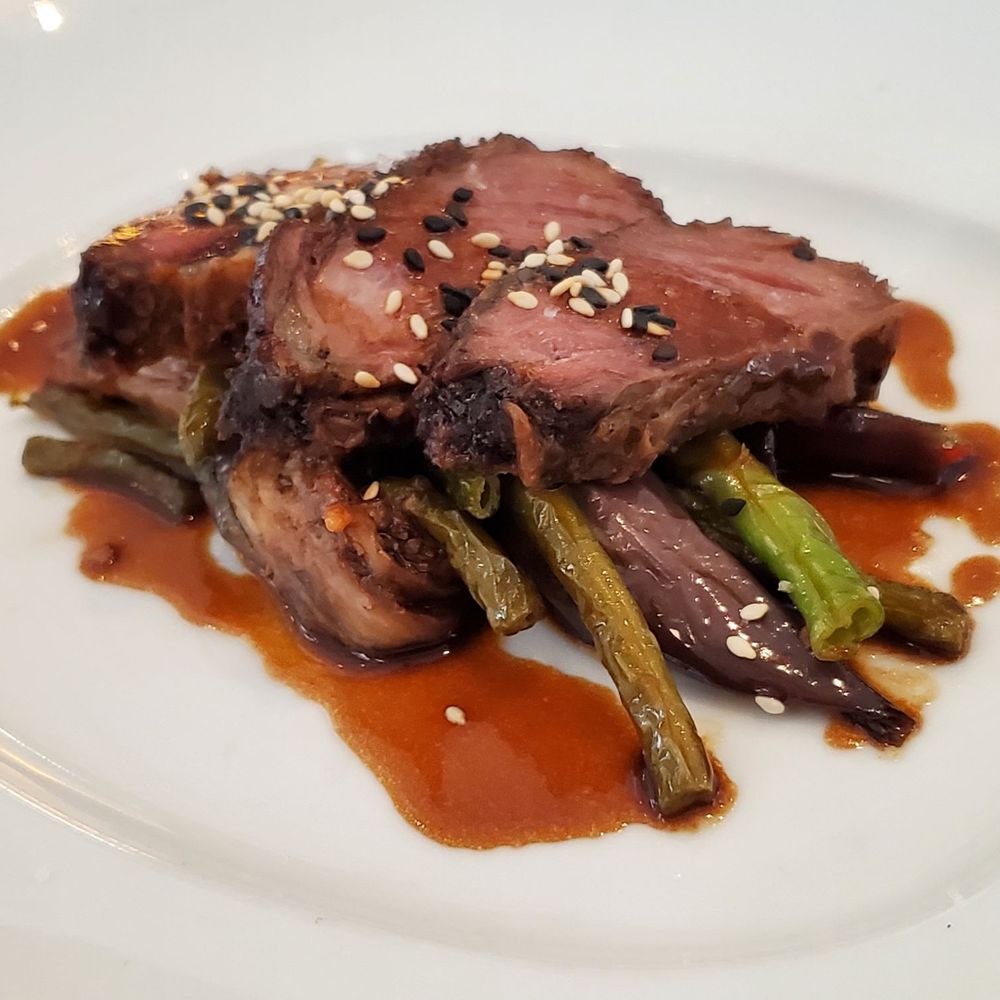 Bacchus - A Bartolotta Restaurant - Australian Wagyu Short Rib with Japanese eggplant and asparagus - New American Near Me - Milwaukee, Wisconsin