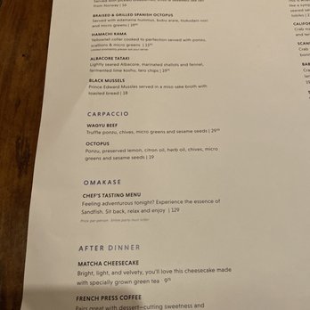Sandfish - Menu - Sushi Bars Near Me - Palm Springs, California Sandfish - Menu - Sushi Bars Near Me - Palm Springs, California