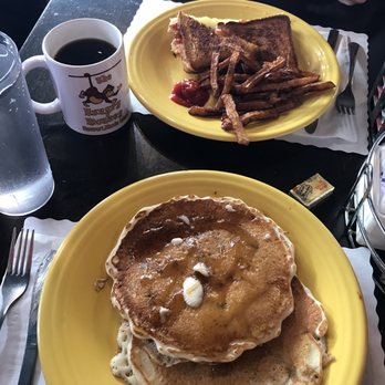The Hungry Monkey - Chocolate chip pancakes, Buffalo chicken grilled cheese. - Breakfast & Brunch Near Me - Newport, Rhode Island
