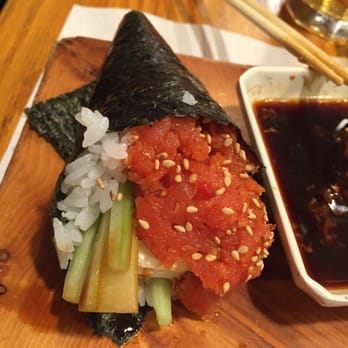 Kyoto Sushi - Spicy tuna hand roll with cream cheese - Sushi Bars Near Me - Downey, California Kyoto Sushi - Spicy tuna hand roll with cream cheese - Sushi Bars Near Me - Downey, California