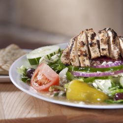 Little Greek Fresh Grill - Greek Salad with Chicken.