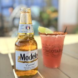 Tacotarian Henderson - Strawberry Margarita- wife's fave. Ice cold Modelo for me.