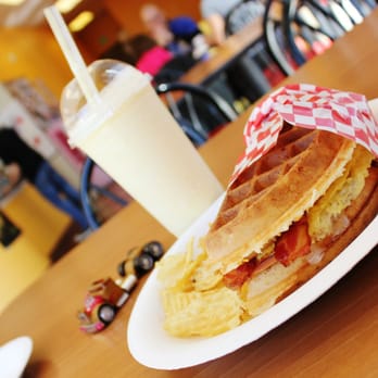 Waffles Cafe - The breakfast sandwich! It came with eggs, bacon and etc inside a waffle sandwich! Great portions and taste at only $5.99! - Coffee & Tea Near Me - Las Vegas, Nevada Waffles Cafe - The breakfast sandwich! It came with eggs, bacon and etc inside a waffle sandwich! Great portions and taste at only $5.99! - Coffee & Tea Near Me - Las Vegas, Nevada