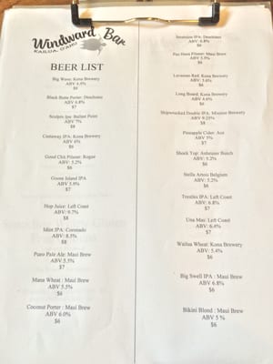 Menu photo 5 Windward Bar Kailua, HI Menu photo 5 Windward Bar Kailua, HI