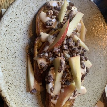 Husk - Sweet Potato Pancakes with whipped maple butter, pecans, and apple. Incredible - American Near Me - Charleston, South Carolina Husk - Sweet Potato Pancakes with whipped maple butter, pecans, and apple. Incredible - American Near Me - Charleston, South Carolina