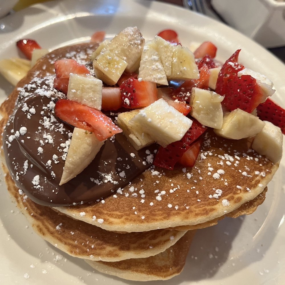 Galaxy Diner - Nutella Pancakes w strawberry & banana salsa - Diners Near Me - New York, New York Galaxy Diner - Nutella Pancakes w strawberry & banana salsa - Diners Near Me - New York, New York