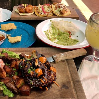 Compadres Cantina - Grilled octopus, Cadillac margarita, almost finished guacamole, crispy shrimp taco, Cameron enchilado taco, battered fish taco. - Mexican Near Me - Ontario, California Compadres Cantina - Grilled octopus, Cadillac margarita, almost finished guacamole, crispy shrimp taco, Cameron enchilado taco, battered fish taco. - Mexican Near Me - Ontario, California
