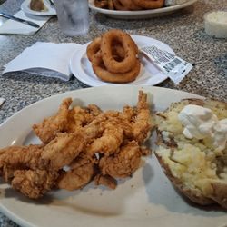 Mayflower XVI Seafood Restaurant - Jumbo shrimp. Baked potato.Hushpuppies & cole slaw.