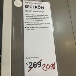 Sample price tag