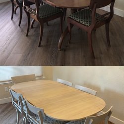 The Painted Past - Christina chose the satin finish (which I love!) and put a lot of effort into making sure the old stain did not bleed through the paint.