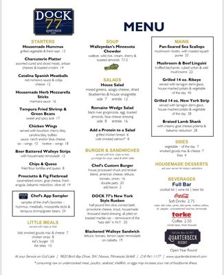 Menu photo 1 Dock 77 Nisswa, MN Menu photo 1 Dock 77 Nisswa, MN