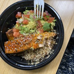 Create Ditmars - Teriyaki salmon and four diff sides. I didn't know u can choose only three so they charged me for the additional.
