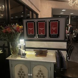 The interior recognition of the establishment's past Michelin recognition. The interior recognition of the establishment's past Michelin recognition.