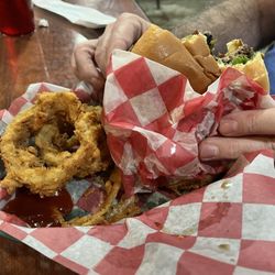 Hitchin Post At The Feed Store - Burger and onion rings