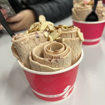 Koi D Bar - Milk Tea Rolled Ice Cream with Red Bean and Almonds - Ice Cream & Frozen Yogurt Near Me - Salt Lake City, Utah Koi D Bar - Milk Tea Rolled Ice Cream with Red Bean and Almonds - Ice Cream & Frozen Yogurt Near Me - Salt Lake City, Utah
