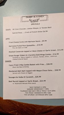 Menu photo 3 Crabby Al's Thomaston, CT