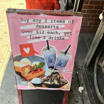 Sweetory - Happy hour special 3PM - 7PM daily Buy 2 dessert items over $12 each, get 2 free drinks - Desserts Near Me - Jackson Heights, New York Sweetory - Happy hour special 3PM - 7PM daily Buy 2 dessert items over $12 each, get 2 free drinks - Desserts Near Me - Jackson Heights, New York