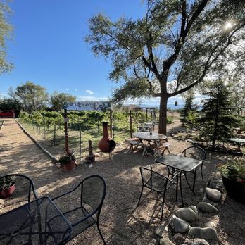 Coyote's Coffee Den - Outside seating area with winery next door - Coffee & Tea Near Me - Penrose, Colorado