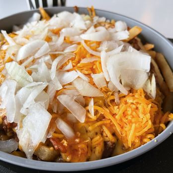Andy's Burgers - You can keep me company As long as you don't care  Large Chili Cheese Fries w/ onions from #AndysBurgers - Mexican Near Me - Chino, California