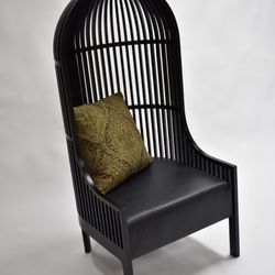 ClearLake Furniture - Turkish Nesting or Bird Cage chair made with Ash stained black and a leather seat