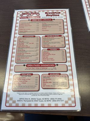 Menu photo 4 Jerry Bob's Family Restaurant Tucson, AZ Menu photo 4 Jerry Bob's Family Restaurant Tucson, AZ