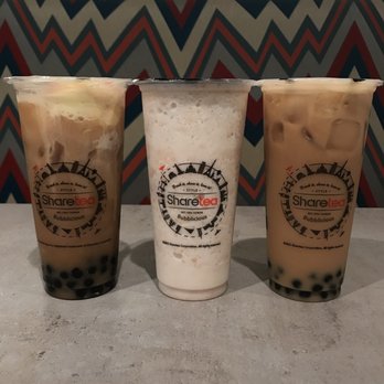 Sharetea - Left/right: ice cream black tea  Middle: handmade taro with fresh milk - Bubble Tea Near Me - Vallejo, California