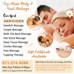 Ivy Asian Body & Foot Massage - Walk-in & Appointment Welcome