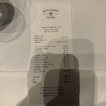 Benjamin Steakhouse Prime - Seafood Near Me - New York, New York