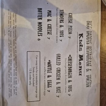 Bigg Daddys Restaurant & Tavern - Kids menu - Bars Near Me - Helen, Georgia Bigg Daddys Restaurant & Tavern - Kids menu - Bars Near Me - Helen, Georgia