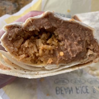 Miguel's Jr - bean, rice & cheese burrito: refried beans, spanish rice + cheddar cheese = $4.07 - Mexican Near Me - Ontario, California