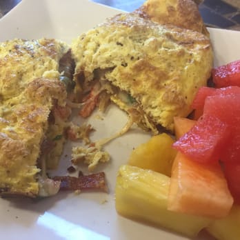 The Flipside Cafe - Lobster Omlette, after I cut it open with my knife! - Breakfast & Brunch Near Me - Fort Mill, South Carolina