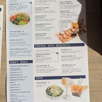 Hash Kitchen - The menu from Hash Kitchen in Chandler, AZ, displays sections for Power Picks, HK Sweeties, Friends with Benedicts, Craft Sides, and a section for IYKYK. It features breakfast dishes such as pancakes, French toast, and breakfast sandwiches, along with sweet options like s'mores pancakes and fruit pebbles French toast. The menu also offers sides like bacon, sausage, and fries, and a drink called Girl Brunch. The layout includes item descriptions, prices, and some dietary notes, with a focus on breakfast and brunch offerings. - Breakfast & Brunch Near Me - Chandler, Arizona