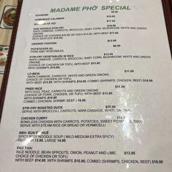 Madame Pho - Menu - Vietnamese Near Me - Kenosha, Wisconsin