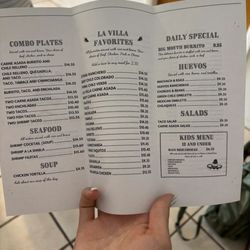 Lavilla Fine Food Mexican Restaurant - Menu