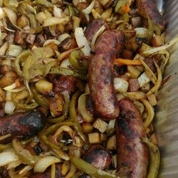 YaEatyet? - JoJos loaded Italian sausage! Sauteed potatoes onions,peppers marinated in Italian dressing served on a fresh baked bun!