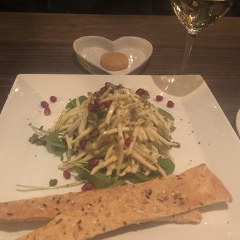 Cafe Pasqual's - Celric, pomegranate, and capers over watercress with a remoulade dressing appetizer.  A great start. - Vegetarian Near Me - Santa Fe, New Mexico