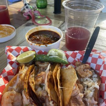 Galvan’s Eatery - Crispy shrimp tacos, and consommé - Mexican Near Me