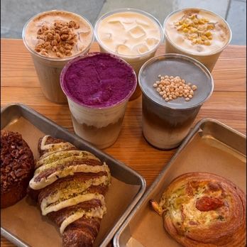 Series A Coffee - Goguma, Black Sesame, Misugaru, Mango Sticky Rice Cream Tea, and Sweet Corn. Sticky Bun, Pistachio Croissant - Coffee & Tea Near Me - Beverly Hills, California Series A Coffee - Goguma, Black Sesame, Misugaru, Mango Sticky Rice Cream Tea, and Sweet Corn. Sticky Bun, Pistachio Croissant - Coffee & Tea Near Me - Beverly Hills, California