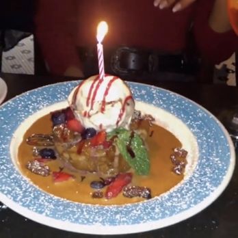 Positano Restaurant - The banana bread bread pudding dessert with gelato - Italian Near Me - Brooklyn, New York