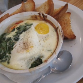 Cream Pot - Baked Eggs with Spinach and Shrimp - Breakfast & Brunch Near Me - Honolulu, Hawaii