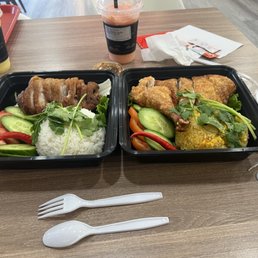 Crispy chicken and crispy pork