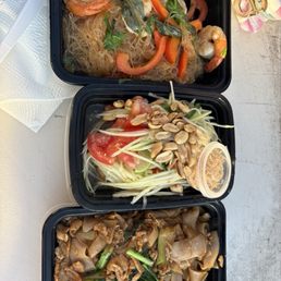 pad see ew, papaya salad, glass noodles pad see ew, papaya salad, glass noodles