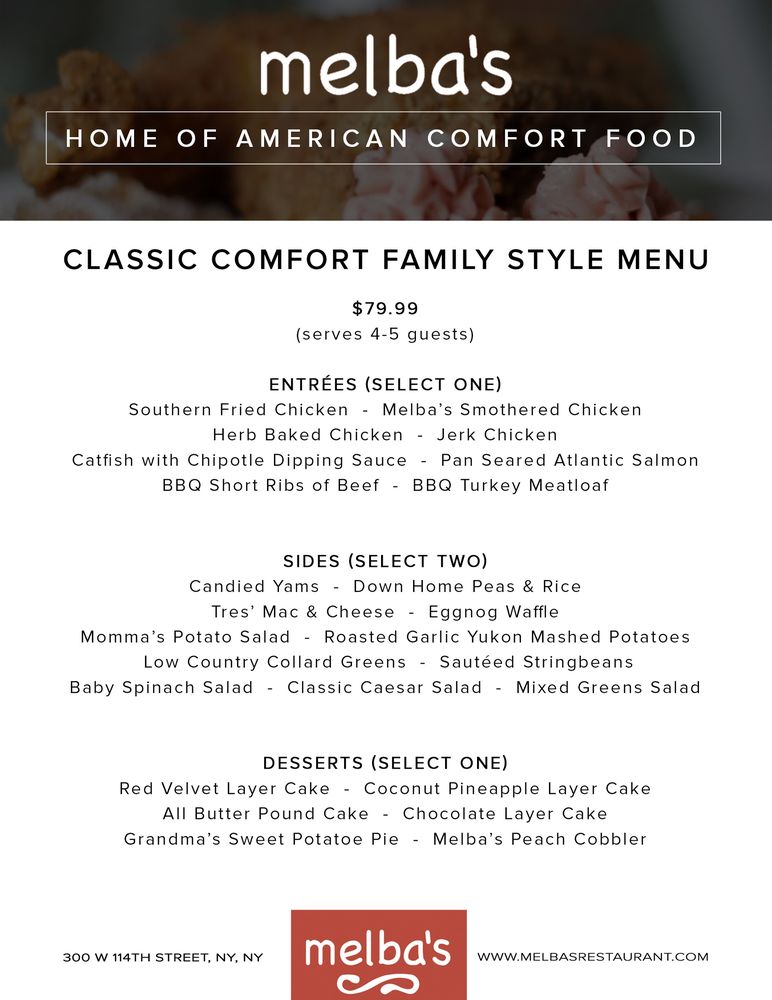 Food from Melba's Restaurant