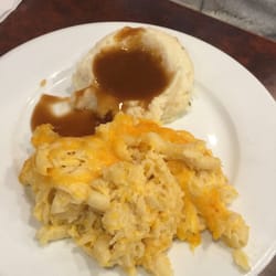 Baked Mac and Cheese with mashed potatoes