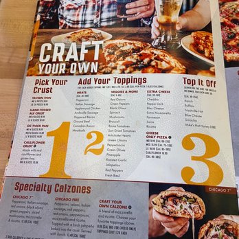 Old Chicago Pizza + Taproom - menu for craft your own pizza - Pizza Near Me - Columbus, Georgia