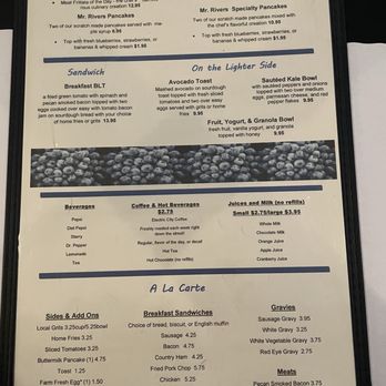 Mr. Rivers Breakfast Joint - Back of menu - Breakfast & Brunch Near Me - Anderson, South Carolina