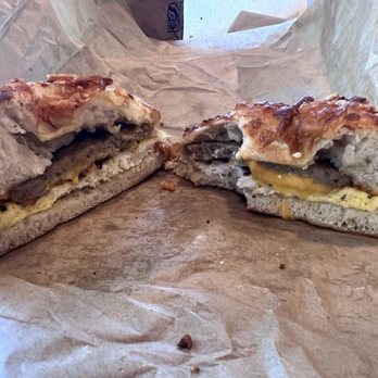 Bruegger's Bagels - Sausage Egg & Cheese - Bagels Near Me - Rochester, New York Bruegger's Bagels - Sausage Egg & Cheese - Bagels Near Me - Rochester, New York