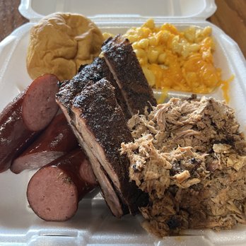 JL Smokehouse - Pulled Pork, Ribs, and links with Mac and Cheese side. AWESOME BBQ! - Barbeque Near Me - Phoenix, Arizona