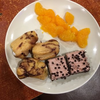 Perris Buffet - The dessert offering. I tried their version of cream puffs and peeled mandarin orange, and chocolate cake. - Mongolian Near Me - Perris, California